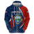 Costa Rica Orchid Hoodie Red and Blue with National Emblem and Purple Flower Design - Wonder Print Shop