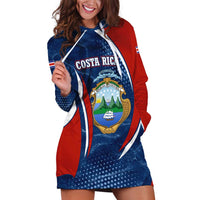 Costa Rica Orchid Hoodie Dress Red and Blue with National Emblem and Purple Flower Design - Wonder Print Shop