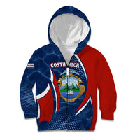 Costa Rica Orchid Kid Hoodie Red and Blue with National Emblem and Purple Flower Design - Wonder Print Shop