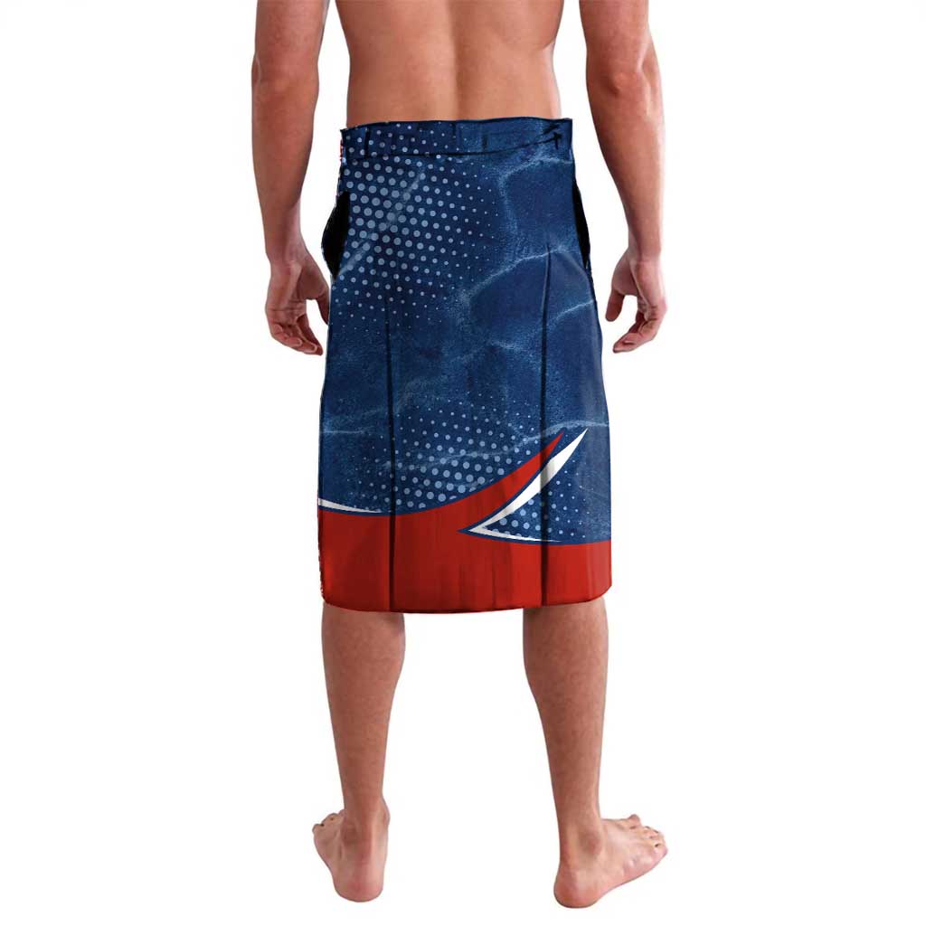 Costa Rica Orchid Lavalava Red and Blue with National Emblem and Purple Flower Design - Wonder Print Shop