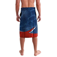 Costa Rica Orchid Lavalava Red and Blue with National Emblem and Purple Flower Design - Wonder Print Shop