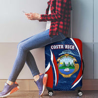Costa Rica Orchid Luggage Cover Red and Blue with National Emblem and Purple Flower Design - Wonder Print Shop