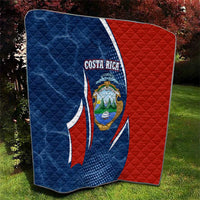 Costa Rica Orchid Quilt Red and Blue with National Emblem and Purple Flower Design - Wonder Print Shop