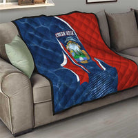 Costa Rica Orchid Quilt Red and Blue with National Emblem and Purple Flower Design - Wonder Print Shop