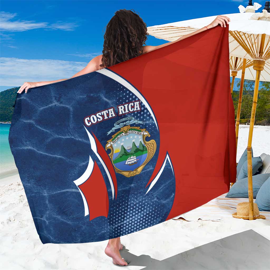 Costa Rica Orchid Sarong Red and Blue with National Emblem and Purple Flower Design - Wonder Print Shop