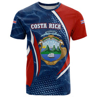Costa Rica Orchid T Shirt Red and Blue with National Emblem and Purple Flower Design - Wonder Print Shop