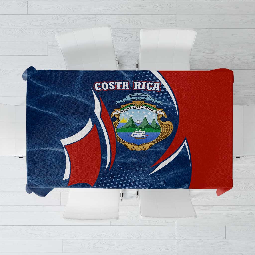 Costa Rica Orchid Tablecloth Red and Blue with National Emblem and Purple Flower Design - Wonder Print Shop