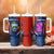 Costa Rica Orchid Tumbler With Handle Red and Blue with National Emblem and Purple Flower Design - Wonder Print Shop