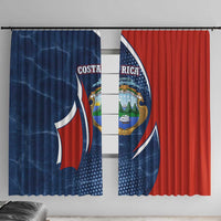 Costa Rica Orchid Window Curtain Red and Blue with National Emblem and Purple Flower Design - Wonder Print Shop