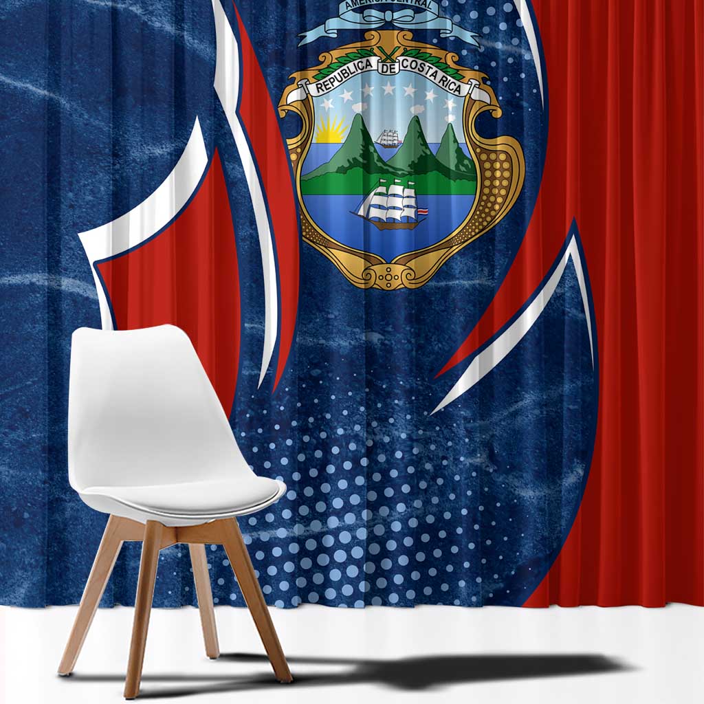 Costa Rica Orchid Window Curtain Red and Blue with National Emblem and Purple Flower Design - Wonder Print Shop