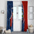 Costa Rica Orchid Window Curtain Red and Blue with National Emblem and Purple Flower Design - Wonder Print Shop