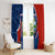 Costa Rica Orchid Window Curtain Red and Blue with National Emblem and Purple Flower Design - Wonder Print Shop