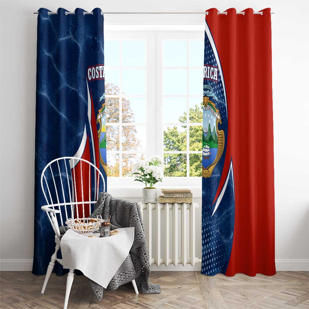 Costa Rica Orchid Window Curtain Red and Blue with National Emblem and Purple Flower Design - Wonder Print Shop