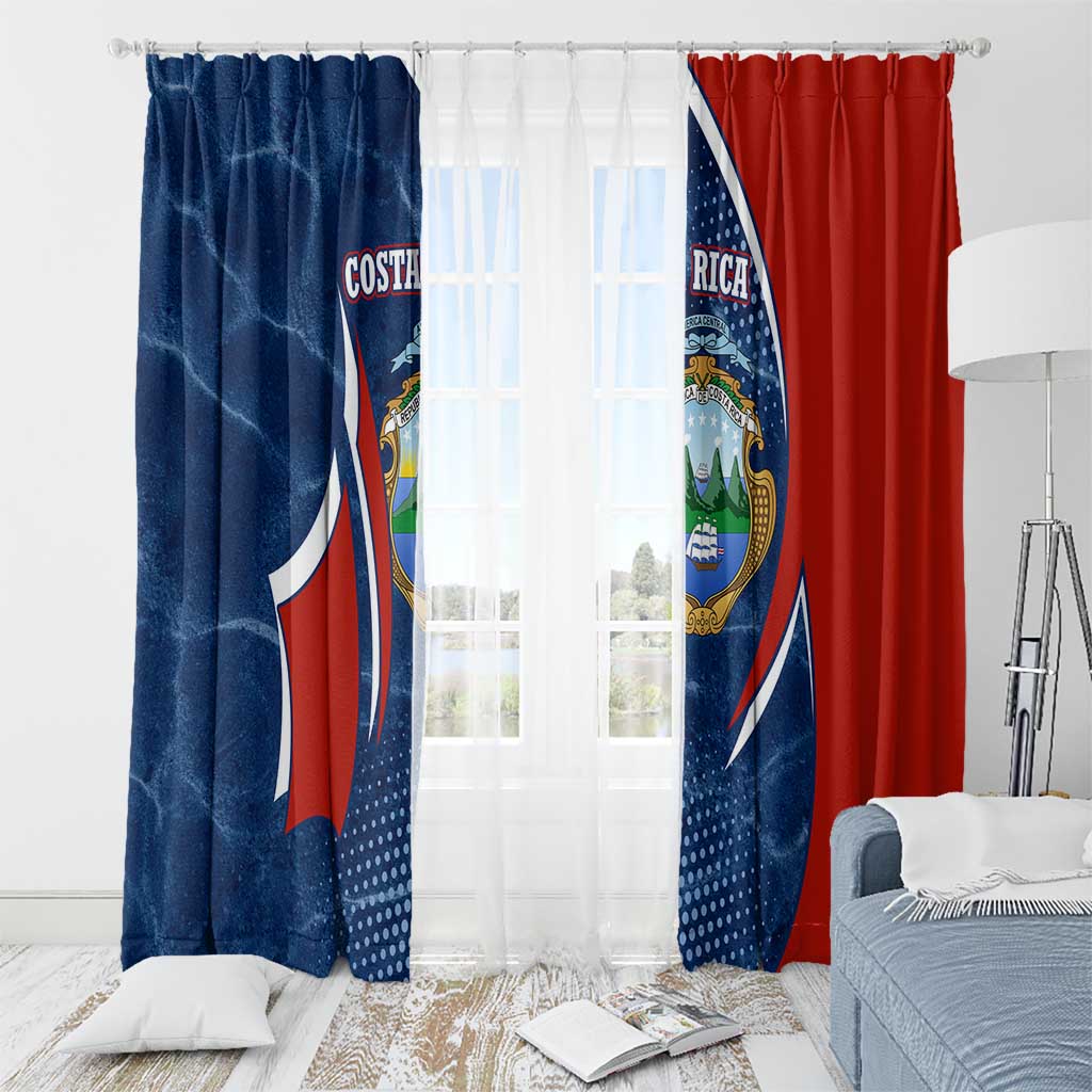 Costa Rica Orchid Window Curtain Red and Blue with National Emblem and Purple Flower Design - Wonder Print Shop