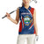 Costa Rica Orchid Women Sleeveless Polo Shirt Red and Blue with National Emblem and Purple Flower Design - Wonder Print Shop