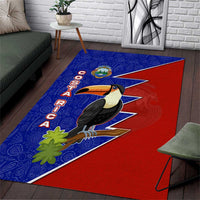 Costa Rica Toucan Area Rug Red and Blue with National Seal and Tropical Bird Graphic - Wonder Print Shop