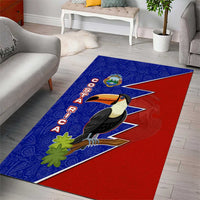 Costa Rica Toucan Area Rug Red and Blue with National Seal and Tropical Bird Graphic - Wonder Print Shop