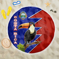 Costa Rica Toucan Beach Blanket Red and Blue with National Seal and Tropical Bird Graphic - Wonder Print Shop