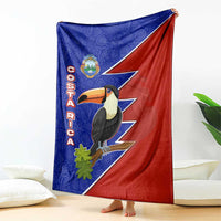 Costa Rica Toucan Blanket Red and Blue with National Seal and Tropical Bird Graphic - Wonder Print Shop