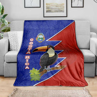 Costa Rica Toucan Blanket Red and Blue with National Seal and Tropical Bird Graphic - Wonder Print Shop