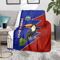 Costa Rica Toucan Blanket Red and Blue with National Seal and Tropical Bird Graphic - Wonder Print Shop