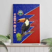 Costa Rica Toucan Canvas Wall Art Red and Blue with National Seal and Tropical Bird Graphic - Wonder Print Shop
