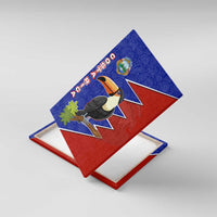 Costa Rica Toucan Canvas Wall Art Red and Blue with National Seal and Tropical Bird Graphic - Wonder Print Shop