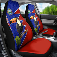 Costa Rica Toucan Car Seat Cover Red and Blue with National Seal and Tropical Bird Graphic - Wonder Print Shop