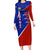 Costa Rica Toucan Family Matching Long Sleeve Bodycon Dress and Hawaiian Shirt Red and Blue with National Seal and Tropical Bird Graphic - Wonder Print Shop