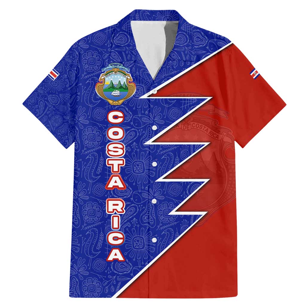 Costa Rica Toucan Family Matching Mermaid Dress and Hawaiian Shirt Red and Blue with National Seal and Tropical Bird Graphic - Wonder Print Shop