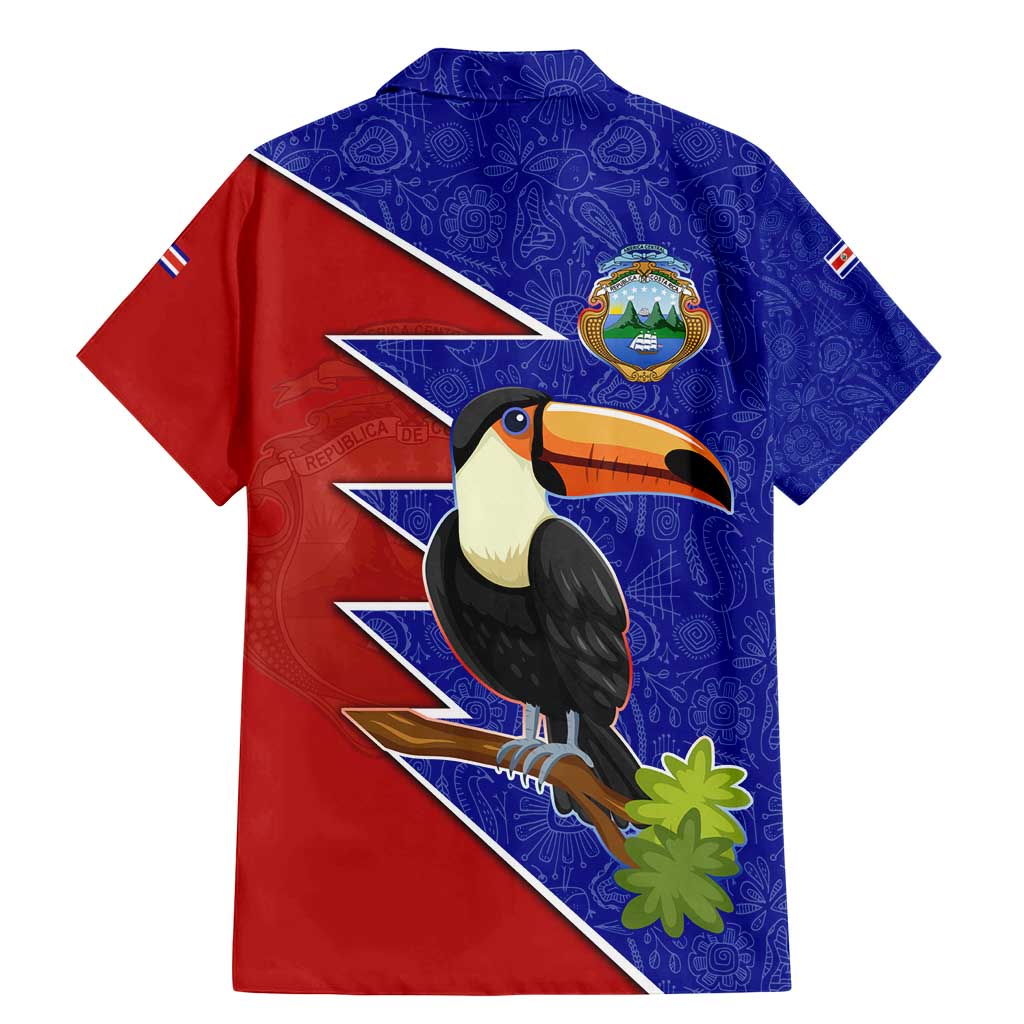 Costa Rica Toucan Family Matching Mermaid Dress and Hawaiian Shirt Red and Blue with National Seal and Tropical Bird Graphic - Wonder Print Shop