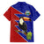 Costa Rica Toucan Family Matching Off Shoulder Maxi Dress and Hawaiian Shirt Red and Blue with National Seal and Tropical Bird Graphic - Wonder Print Shop