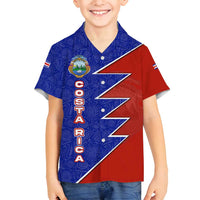 Costa Rica Toucan Family Matching Off Shoulder Short Dress and Hawaiian Shirt Red and Blue with National Seal and Tropical Bird Graphic - Wonder Print Shop