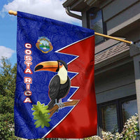 Costa Rica Toucan Garden Flag Red and Blue with National Seal and Tropical Bird Graphic - Wonder Print Shop