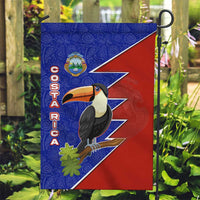 Costa Rica Toucan Garden Flag Red and Blue with National Seal and Tropical Bird Graphic - Wonder Print Shop