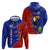 Costa Rica Toucan Hoodie Red and Blue with National Seal and Tropical Bird Graphic - Wonder Print Shop
