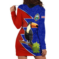 Costa Rica Toucan Hoodie Dress Red and Blue with National Seal and Tropical Bird Graphic - Wonder Print Shop