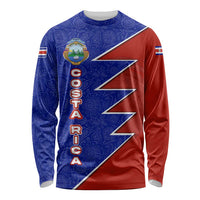 Costa Rica Toucan Long Sleeve Shirt Red and Blue with National Seal and Tropical Bird Graphic - Wonder Print Shop