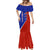 Costa Rica Toucan Mermaid Dress Red and Blue with National Seal and Tropical Bird Graphic - Wonder Print Shop