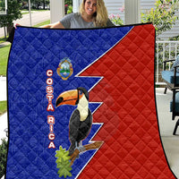 Costa Rica Toucan Quilt Red and Blue with National Seal and Tropical Bird Graphic - Wonder Print Shop