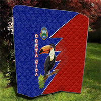 Costa Rica Toucan Quilt Red and Blue with National Seal and Tropical Bird Graphic - Wonder Print Shop