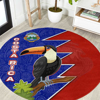 Costa Rica Toucan Round Carpet Red and Blue with National Seal and Tropical Bird Graphic - Wonder Print Shop