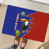 Costa Rica Toucan Rubber Doormat Red and Blue with National Seal and Tropical Bird Graphic - Wonder Print Shop