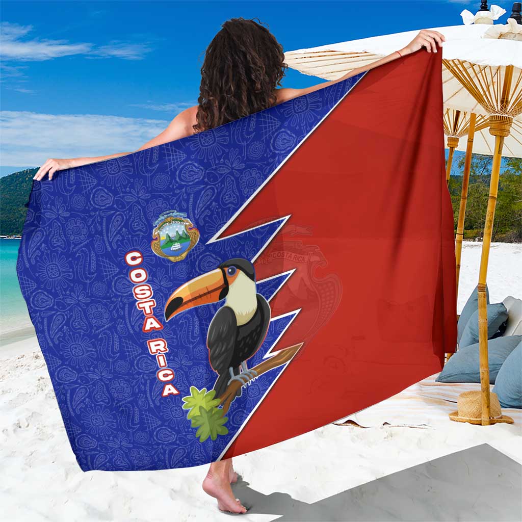 Costa Rica Toucan Sarong Red and Blue with National Seal and Tropical Bird Graphic - Wonder Print Shop