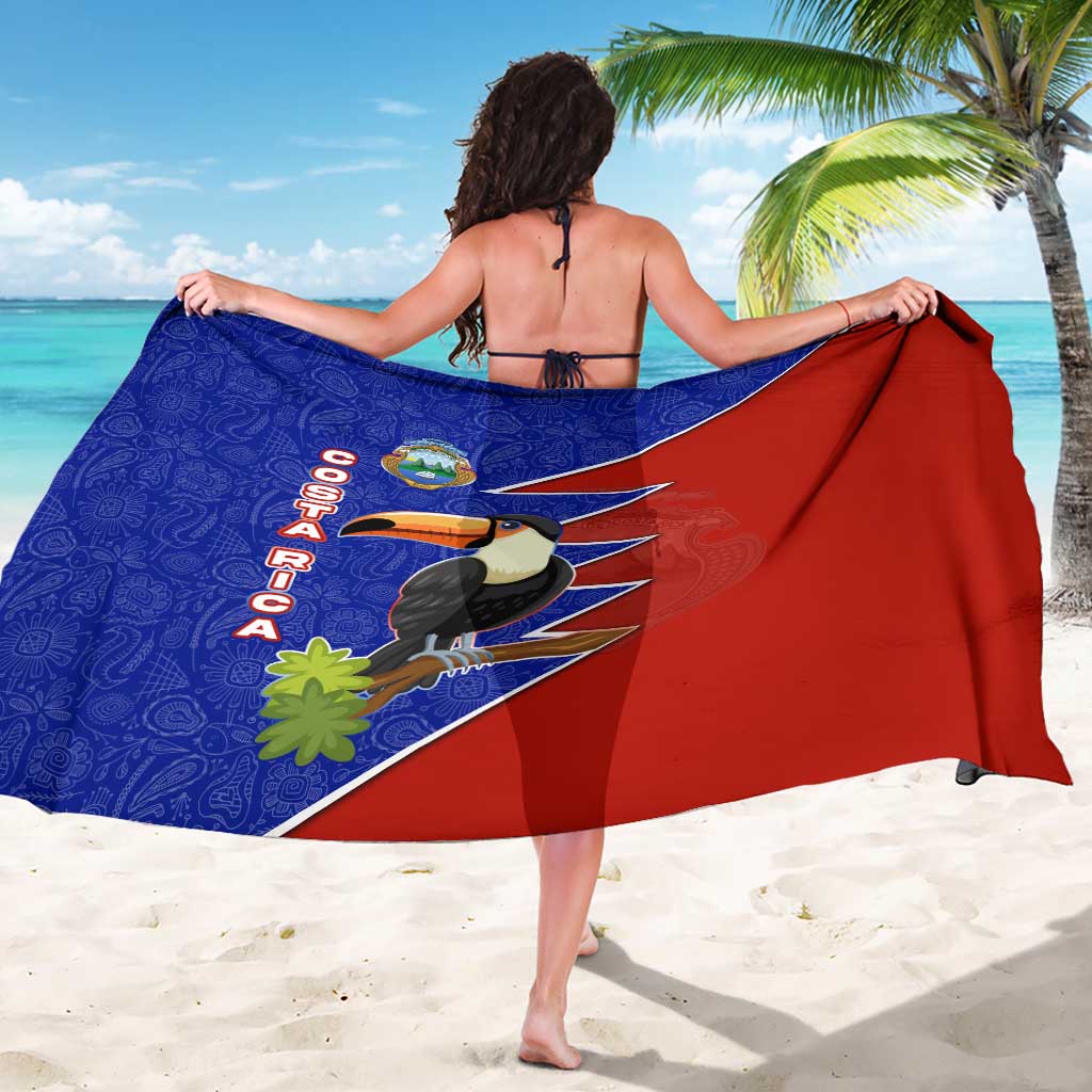 Costa Rica Toucan Sarong Red and Blue with National Seal and Tropical Bird Graphic - Wonder Print Shop