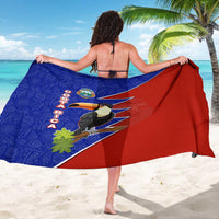 Costa Rica Toucan Sarong Red and Blue with National Seal and Tropical Bird Graphic - Wonder Print Shop