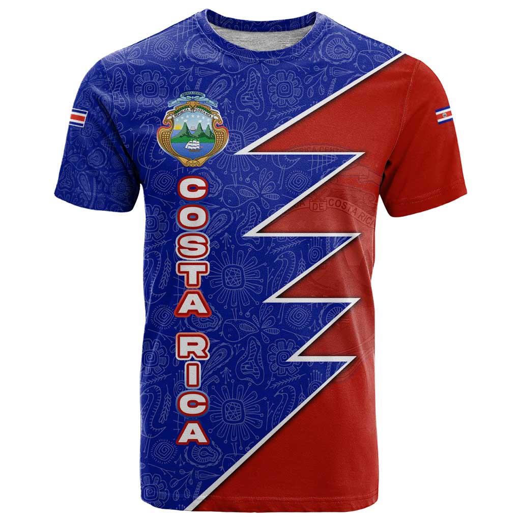 Costa Rica Toucan T Shirt Red and Blue with National Seal and Tropical Bird Graphic - Wonder Print Shop