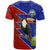 Costa Rica Toucan T Shirt Red and Blue with National Seal and Tropical Bird Graphic - Wonder Print Shop