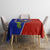 Costa Rica Toucan Tablecloth Red and Blue with National Seal and Tropical Bird Graphic - Wonder Print Shop
