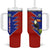 Costa Rica Toucan Tumbler With Handle Red and Blue with National Seal and Tropical Bird Graphic - Wonder Print Shop